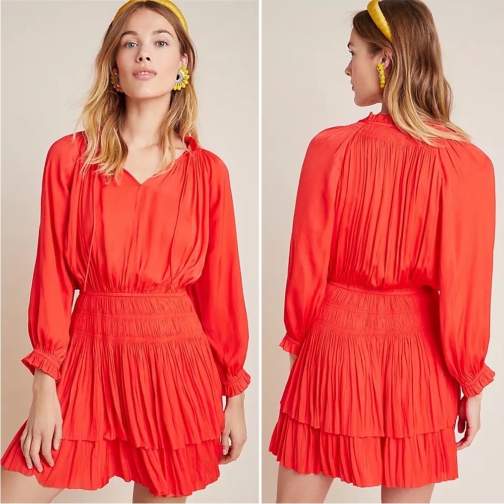 Vibrant Red Long Sleeve Dress